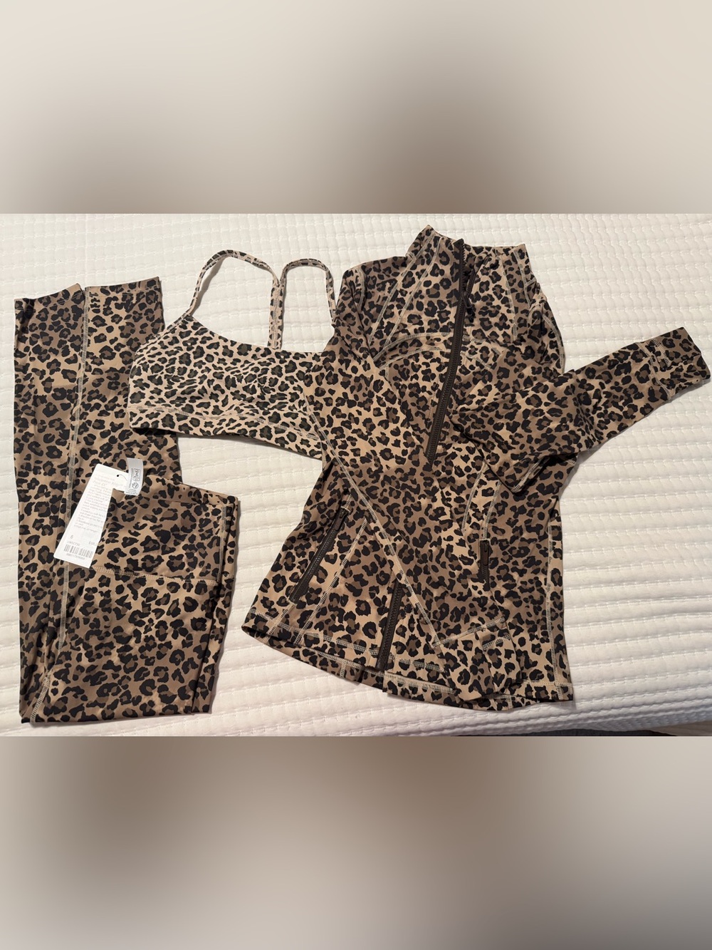 lululemon athletica Leopard Print Sports Bra & Zip Jacket - Brown/Tan